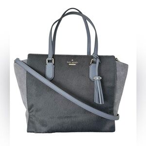 Kate Spade Laurel Way Hadlee Leather with Calf Hair Tote Satchel Gray
